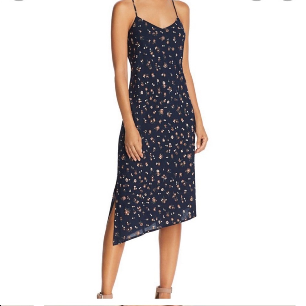 NWT Adriano Goldschmied MIDI Floral Slip Tank Dress Size Small Navy Sleeveless